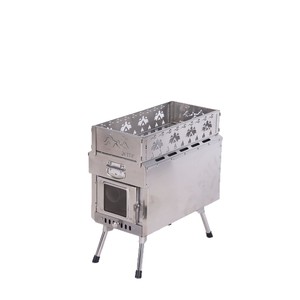 Stainless Steel Wood Burning <b>Stove</b> Portable Outdoor Sauna Heater For Tent Use Durable Design Silver Color - Product Image 4