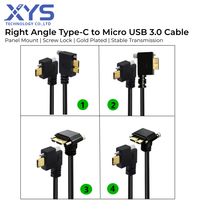 Kabel Data USB Type C Male ke USB 3.0 Micro B Male dengan Sambungan Samping, Pengunci Sekrup, dan Pemasangan Panel