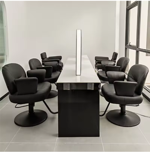 Salon Furniture Station Barber Spa Hairdressing <b>LED</b> <b>Mirror</b> Double Sided Beauty Workstation Hairdresser Styling Equipment - Product Image 2