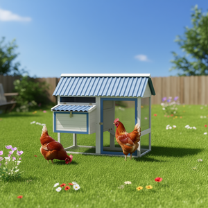 Gallinero de madera con techo de acero, casa duradera para mascotas al aire libre, para aves medianas - Product Image 2