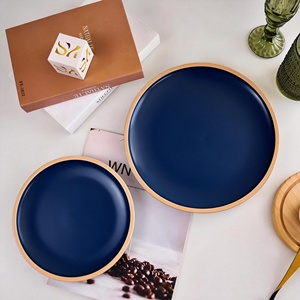 Assiettes de luxe SONYA en gros avec incrustations dorées, assiettes de présentation écologiques en pierre turquoise pour mariage - Product Image 2