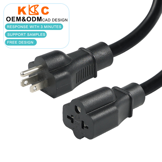 14AWG / 12AWG 15A / 20A NEMA 5-15P to 5-15R & 6-20P to 6-20R Extension Cord 3m Mains Lead for Workshop and Commercial Use