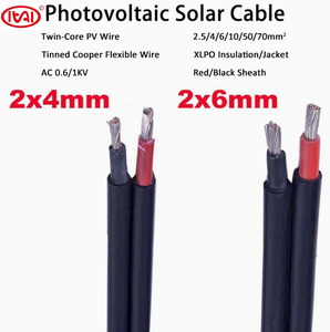 1.5/2.5/4/6 mm2 0.6/1KV Dual-core cavo solare fotovoltaico XLPO isolamento conduttore di rame in scatola per il <span class=keywords><strong>collegamento</strong></span> del pannello solare - Product Image 2