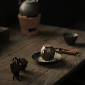 Handmade Iron Rust Glaze Ceramic Teapot With Gold Handle Round Shape For Kung Fu <b>Tea</b> <b>Set</b> Single Pot - Product Image 1