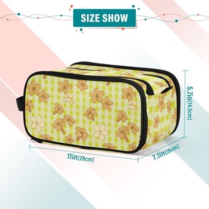Yellow Puakenikeni Flower Portable <b>Makeup</b> Case Large Capacity Toiletry Skincare Organizer Bag <b>for</b> Cosmetic <b>Storage</b> Zipper Travel - Product Image 4