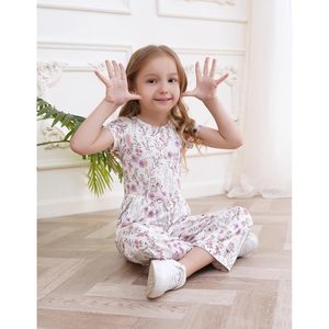 BambooBud Girl's Jumpsuit Soft Long Pants High Waist Cute Daily Wear Outfit Viscose From Bamboo Kids Clothes - Product Image 3