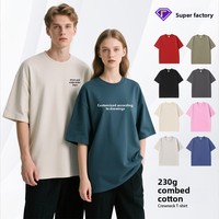 Kaos Pria 230g Katun Combed Solid Hip Hop O-Neck Lengan Pendek Longgar Desain Polos Sablon Cepat Kering Tahan Aus