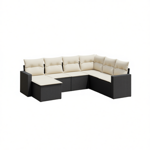 Conjunto de Sofás Modulares de Ratán Negro para Jardín, Muebles Resistentes para Exteriores con Cojines de Espuma de Alta Densidad - Product Image 1
