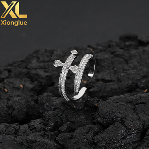 Anillo Abierto con Incrustaciones de Circonio, Chapado en Oro, Ajustable, de Doble Capa, para Unisex - Product Image 4