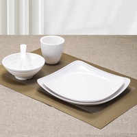 Vaisselle de restaurant en gros d'usine Assiette à dîner rectangulaire en mélamine blanche de 10 pouces