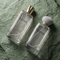 Flacon de parfum en verre dépoli mat de haute qualité, rechargeable, 30ml, 50ml, 100ml, avec épaulement plat, filetage à vis, gravure et décalcomanie