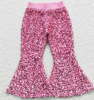 Pantalon de danse évasé scintillant à sequins pour filles, tenue de performance écologique en polyester/coton multicolore, vente en gros