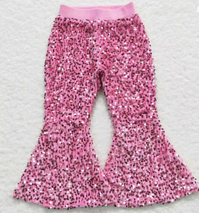 Pantalon de danse évasé scintillant à sequins pour filles, tenue de performance écologique en polyester/coton multicolore, vente en gros - Product Image 3