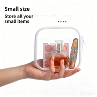 Mini étui rigide transparent avec fermeture éclair, organiseur de cosmétiques portable, boîte de rangement pour les essentiels de voyage