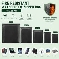Lot de 5 sacs Faraday ignifuges et étanches multi-tailles, protection double contre les signaux, pochette pour documents, ordinateur portable, tablette