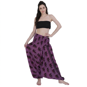 Pantalones Harem de Lona con Estampado de Elefantes Estilo Aladdin para Mujer, Estilo Bohemio Hippie, Antiarrugas, Venta al por Mayor GM-752 - Product Image 1