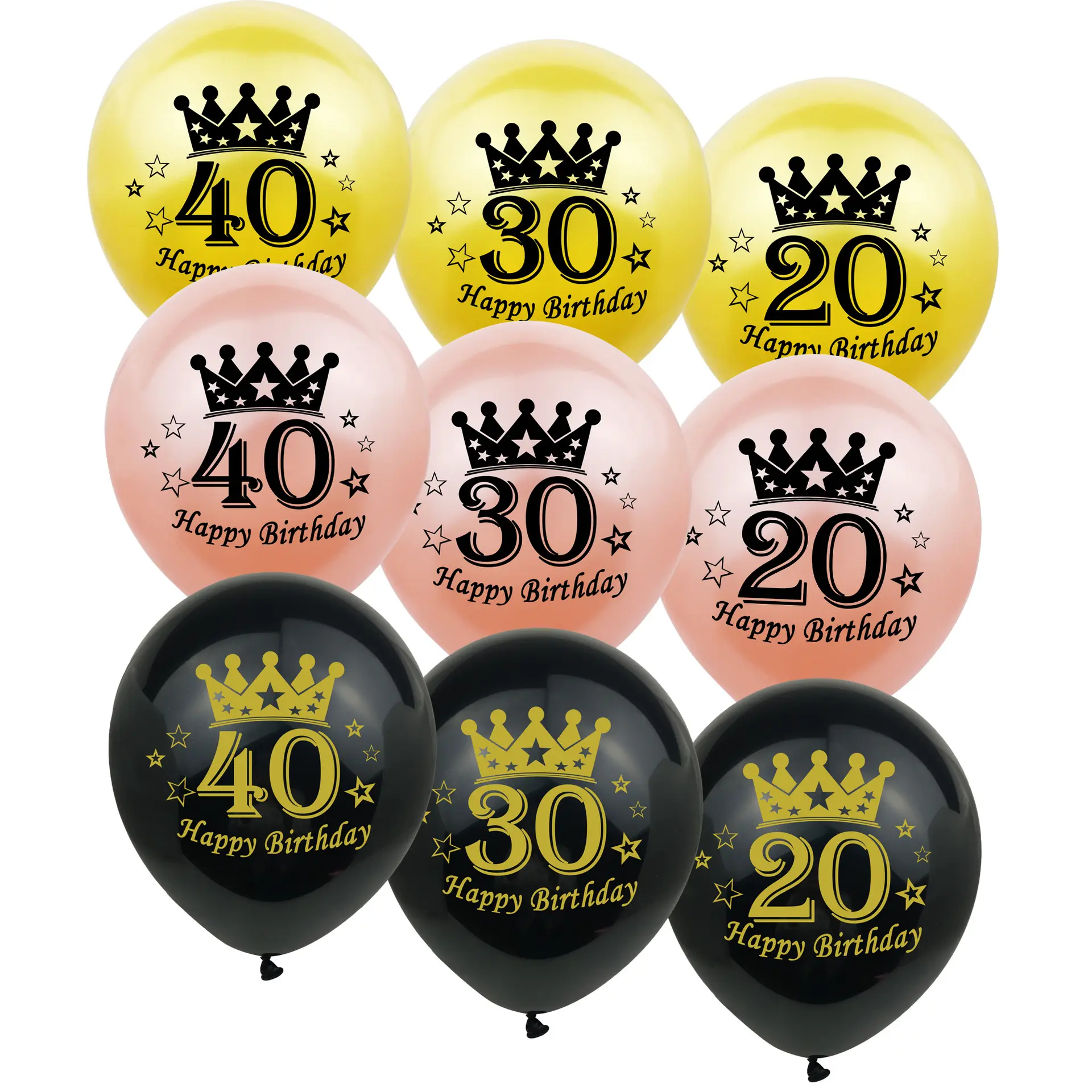 Hot sale 12 inch digital printing balloon adult birthday party balloon decoration supplies crown five star