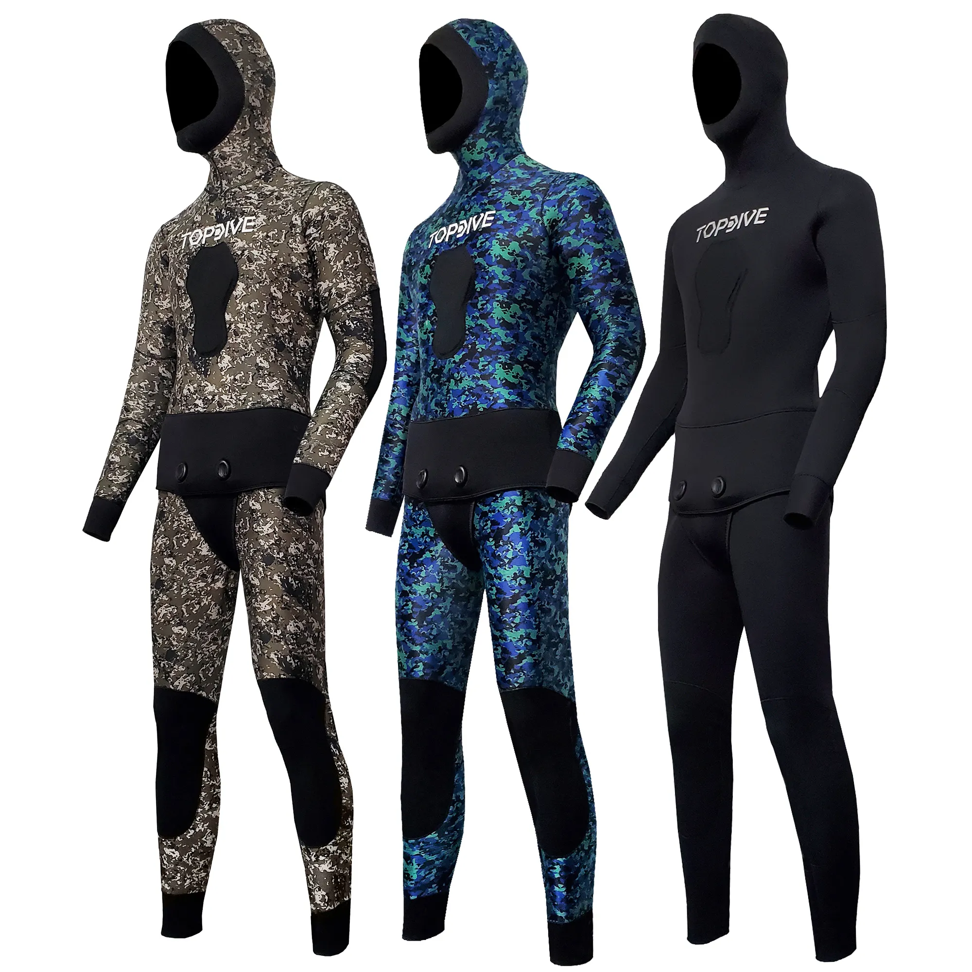 Combinaison de pêche 2 pièces à cellule ouverte camouflée pour hommes 3mm 5mm 7mm Combinaison de pêche sous-marine camouflage pour hommes