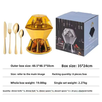 Ensemble de couverts en acier inoxydable avec support diamanté, cuillères, fourchettes et couteaux dorés et argentés pour la cuisine, la table et les cadeaux