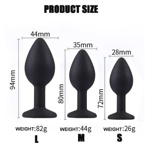 FBA-008 Frau Anal Spielzeug Set Schwarz Silikon Anal Plug Mit Rot Juwel Sexspielzeug Juwel Butt Plug Juguetes Sexuales - Product Image 2