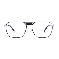 Monturas de Gafas Ópticas Rectangulares de Metal con Diseño Moderno 2024, Patrón Geométrico, Gafas de Negocios para Hombre, 4 Colores, Venta al Por Mayor de Fábrica