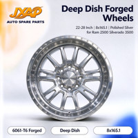 JAXP 22 24 26 28 pouces 8x165.1 Jantes forgées polies argentées à rayons profonds en H pour Ram 2500 Silverado 3500