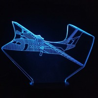 NOUVEAU Planeur Avion 3D Lampe LED 7 Changement de Couleur Interrupteur Tactile Veilleuse d'Avion Lampe d'Ambiance Lampe de Chambre à Coucher pour Garçon Cadeau de Vacances