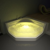 Baignoire Spa Double Hydromassage Moderne en Acrylique Écologique avec Robinet et Drain, 1,5 m, pour Appartements et Villas
