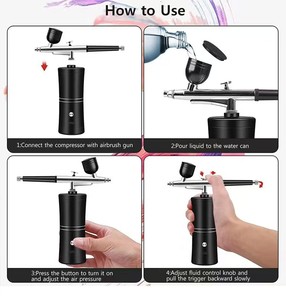 Kit de compresseur multifonctionnel portable sans fil pour aérographe, machine à teinture des sourcils, pour tatouages, teinture des sourcils, pistolet de pulvérisation à jet d'oxygène - Product Image 5