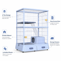 Cage pour chat de luxe à deux ou trois étages de haute qualité, grande maison pour chat, condo métallique pour chat avec bac à litière