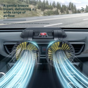 Car-Mounted Dual-<b>Head</b> <b>Fan</b> 360 Rotation Adjustable Wind Speed ABS Material 10W Power-Mini Parking Sign Use Vehicle - Product Image 1