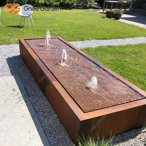 Hotsales Rectangulaire Debout Au Sol En Acier Corten Résistant Aux Intempéries Rouillé Rouge Jardin Cascade Fontaine Table D'eau - Product Image 5