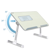 Table pliante pour ordinateur portable en cuir PU, réglable en hauteur multi-angles, portable, plateau de lit pour ordinateur portable en MDF, table pliante pour lit