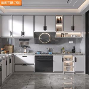 خزائن مطبخ ويسون للتخزين مع حوض غسيل، أثاث من ألواح MDF، خزانة مطبخ كاملة للحائط - Product Image 2