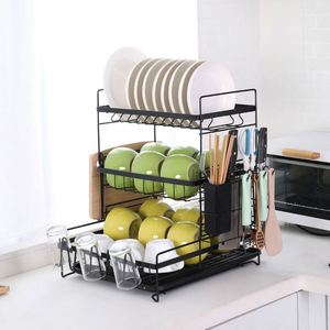 3-Tier Dish Drying <b>Rack</b> With Kitchen Utensil Drainer <b>Plate</b> <b>Rack</b> Kitchen Organizer - Product Image 3
