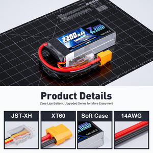 Batería Lipo Zeee 2S 2200mAh Shorty 7.4V 50C con Conector XT60 para Auto RC Slash 1/16, Camioneta Bashing - Product Image 3