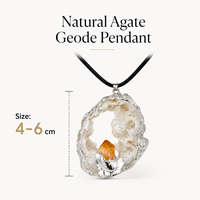 Collier pendentif en agate naturelle, géode, cristal de citrine, pierre brute dorée, bijoux pour femmes, cadeau