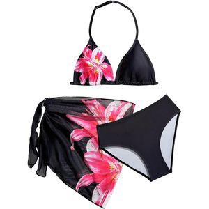 Traje de Baño de 3 Piezas para Niña FOXA, Bikini Floral con Tirantes Triangulares y Falda de Malla, Secado Rápido - Product Image 1
