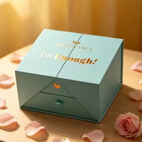 Boîte à bijoux turquoise personnalisée en gros avec double fermeture magnétique, organisateur multi-compartiments pour parfum