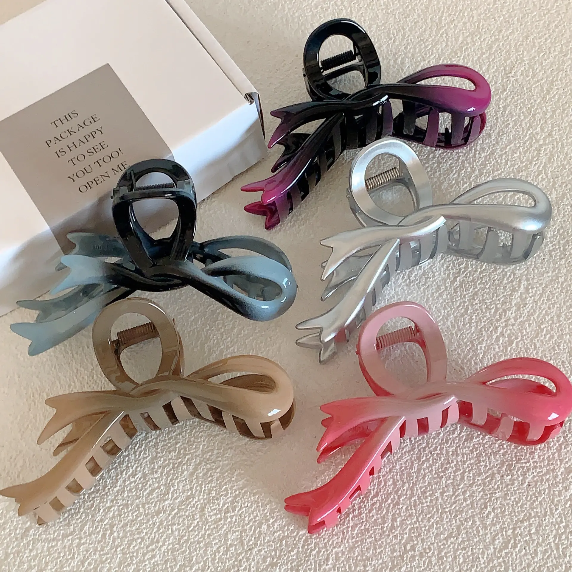 Clip de agarre en forma de lazo de cinta clip de tiburón acrílico de resina moda coreana nuevos accesorios para la cabeza y el cabello para mujeres