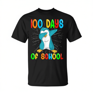 T-shirt Premium « 100 Jours d'École » avec Pingouin Dabbing – Vêtement Promotionnel - Product Image 2