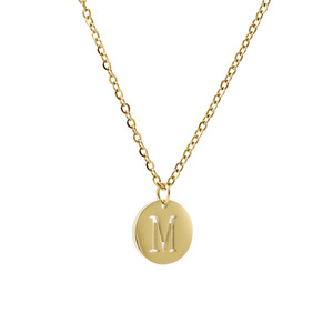 Zogxin Letter Pendant Necklace 18K Gold Plated Stainless Steel <b>Chain</b> <b>Initial</b> M Charm For Women Gift Jewelry - Product Image 5