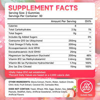 Hoytone OEM Gummies sans sucre CoQ10 250mg, Huile de poisson Oméga 3, Glycinate de magnésium – Santé cardiaque, Énergie, Soutien immunitaire – 60 unités