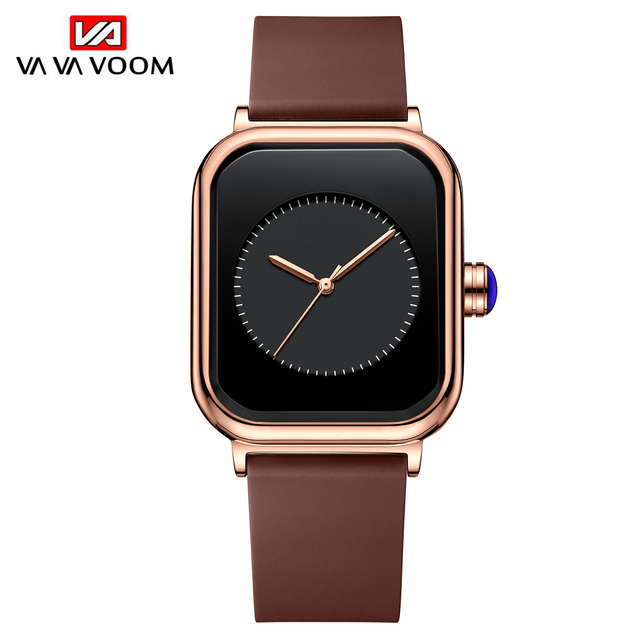 VA VA VOOM Cheap Analog Stylish Printed 3 ATM Waterproof Custom Women Fashion Rubber Wrist Square Dial Watch for Women