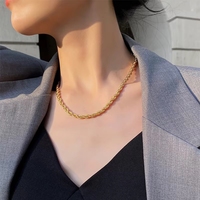 Collier en acier inoxydable plaqué or 18 carats, chaîne torsadée de style européen, bijoux de luxe légers