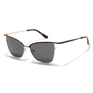 Lunettes de soleil unisexes œil de chat, monture métallique à bordure complète, verres noirs et gris, protection UV400, protection solaire pour adultes - Product Image 1