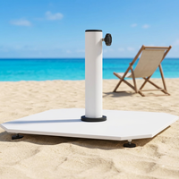 Base de parasol JH-Mech OEM robuste, résistante aux intempéries, avec bouton réglable, en acier au carbone blanc thermolaqué
