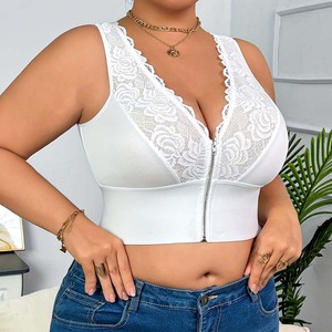 Nuovo <span class=keywords><strong>Reggiseno</strong></span> Push-Up SMOOTH Plus Size, Sottile, in Pizzo Sexy, con Chiusura Frontale, <span class=keywords><strong>Senza</strong></span> Ferretto, Coppa Intera, Ricamato, con Zip, Scollatura Profonda a V per Donna - Product Image 2