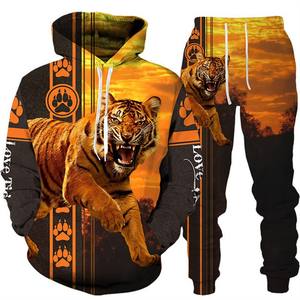 Conjunto de Chándal Deportivo Casual para Hombre Estupendo para Otoño e Invierno con Sudadera con Capucha y Pantalones con Estampado de Tigre 3D Nuevo Diseño Animal - Product Image 5