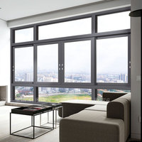Ventana residencial impermeable Doble vidrio templado Rotura térmica Sistema deslizante de aluminio Ventanas